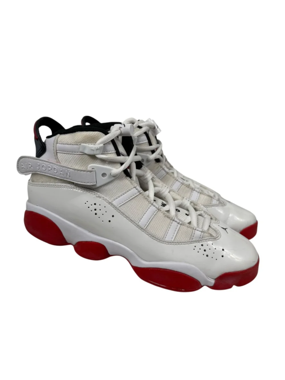 Jordan 6 Rings Home Basketball Shoes White Varsity Red Black Size 7Y 323419-160